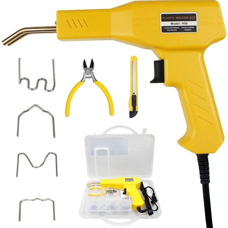 50-W-Elektrolötkolben und Entlötgerät, Auto-Stoßstangen-Reparaturset mit 200-teiligen Heftklammern, Zange, Messer, Kunst...