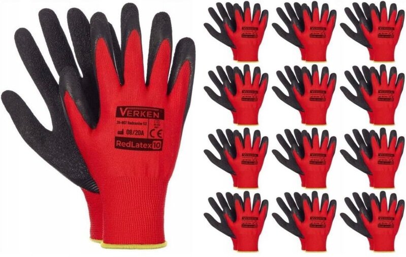 12x STARKE, DICKE Verken RedLatex-Arbeitshandschuhe Größe 8 (M) 12 PAAR