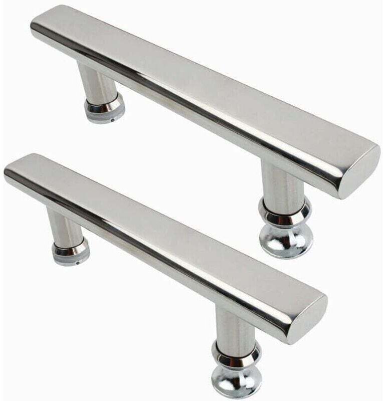 2 verchromte Edelstahl-Duschtürgriffe, XU, 145 mm, für Bad und Küche - KZQ