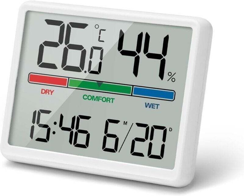 Digitales Thermometer und Hygrometer für den Innenbereich, großes LCD-Display, tragbar, Min-/Max-Speicherung, geeignet f...