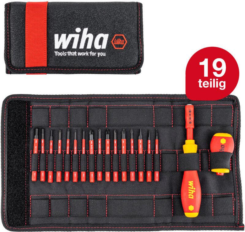 Schraubendreher und Bit Set slimVario (41231) 19tlg. Schraubenzieher Griff vde Bits für Elektriker i Schlitz/Kreuz/PlusM...
