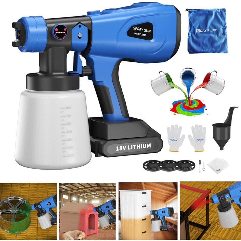 Dayplus - Farbsprühsystem Farbsprühgerät Elektrische Spritzpistole Für-18V Akku