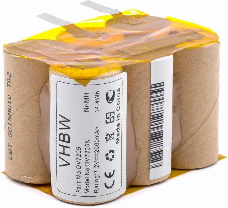 vhbw Akku kompatibel mit Black & Decker DV7205N, DV7205 Staubsauger (2000 mAh, 7,2 V, NiMH)
