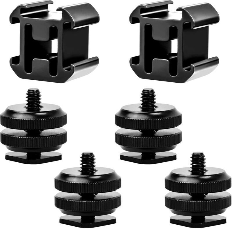 6-teiliges Dreifach-Blitzschuh-Kameraadapter-Set, 1/4"-20-Blitzschuhadapter für Mikrofone, Blitzgeräte, Monitore, Kamera...
