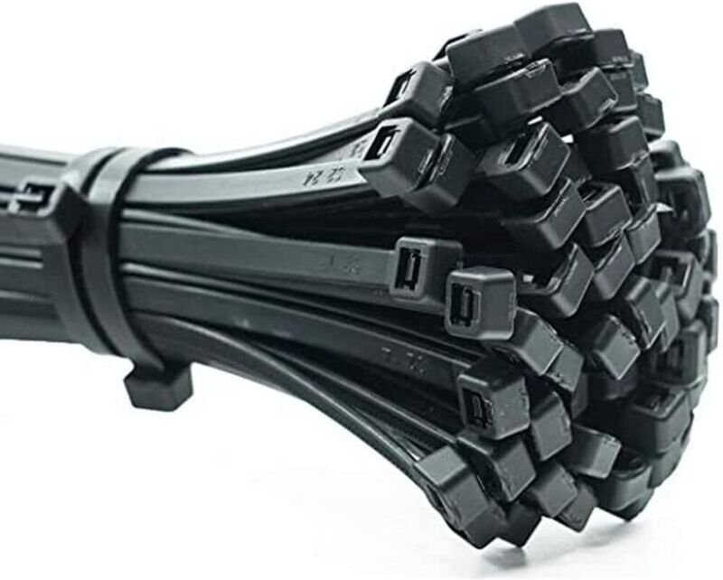 100 Stück professionelle Kabelbinder, 200 x 3,6 mm, schwarz, mit Griff, temperaturbeständig