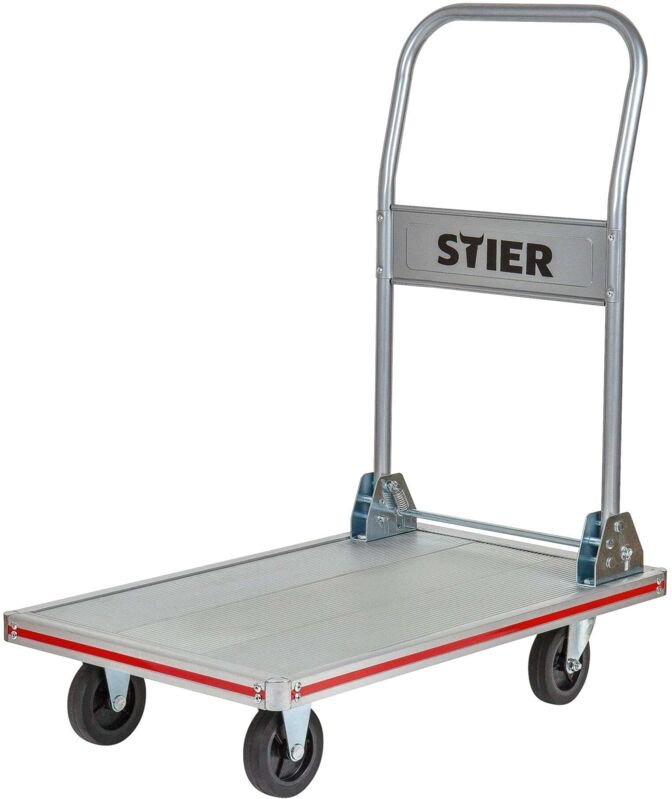 Plattformwagen, Aluminium, Transportwagen, Klappbar, Tragkraft 150 kg, Ladefläche 680 x 415 mm, Klappwagen aus Aluminium...