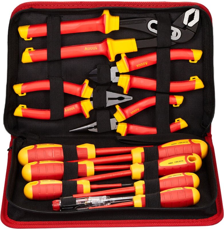 12-teiliger isolierter Schraubendrehersatz, 1000 v Elektrikerwerkzeuge, magnetische Spitzen, Zangen und Seitenschneider ...