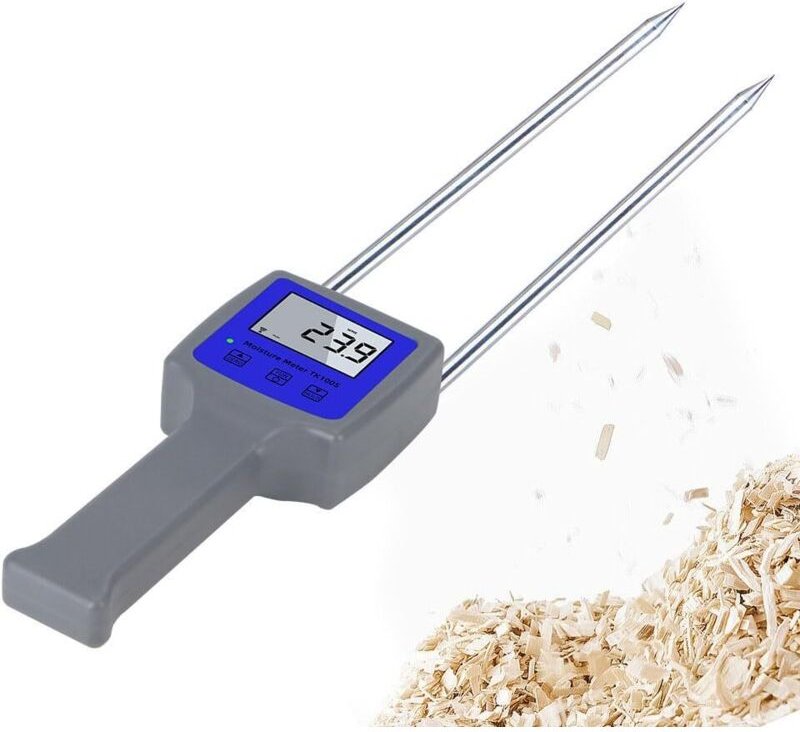 Feuchtigkeitsmessgerät für Sägemehlpulver, Feuchtigkeitsmesser mit LCD-Bildschirm, tragbarer Wassergehaltsmesser (0–80 %...