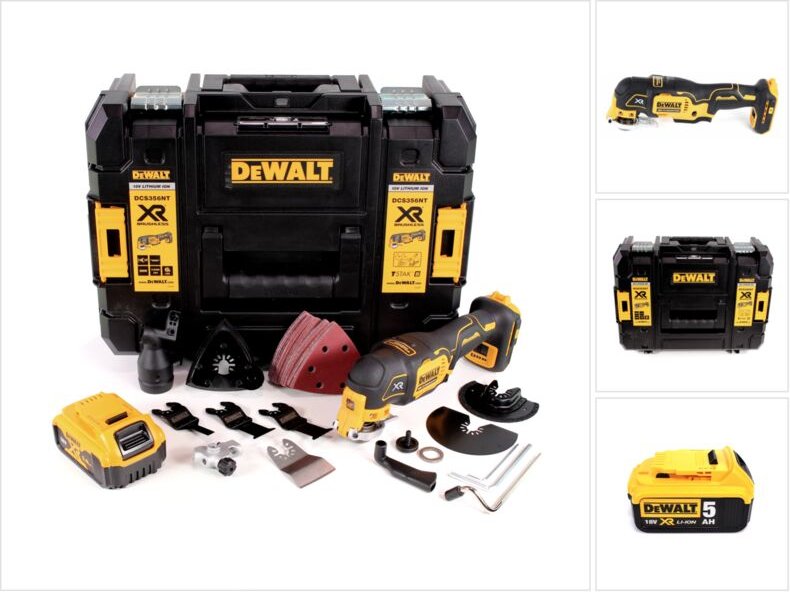 Dcs 356 nt Akku Multitool 18V Brushless + 35tlg. Zubehör + 1x Akku 5,0 Ah + tstak - ohne Ladegerät - Dewalt