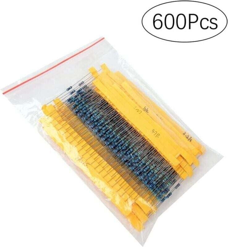 600-teiliges Metallfilmwiderstands-Set, verschiedene Filmwiderstände, Widerstandssortiment, 1/4-W-Widerstände, für Elekt...