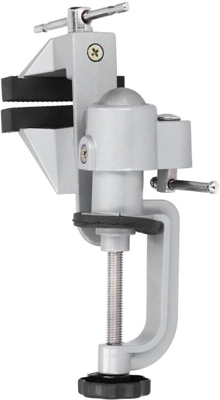 Tischschraubstock mit 52-mm-Klemmbackenhülse aus technischem Gummi.