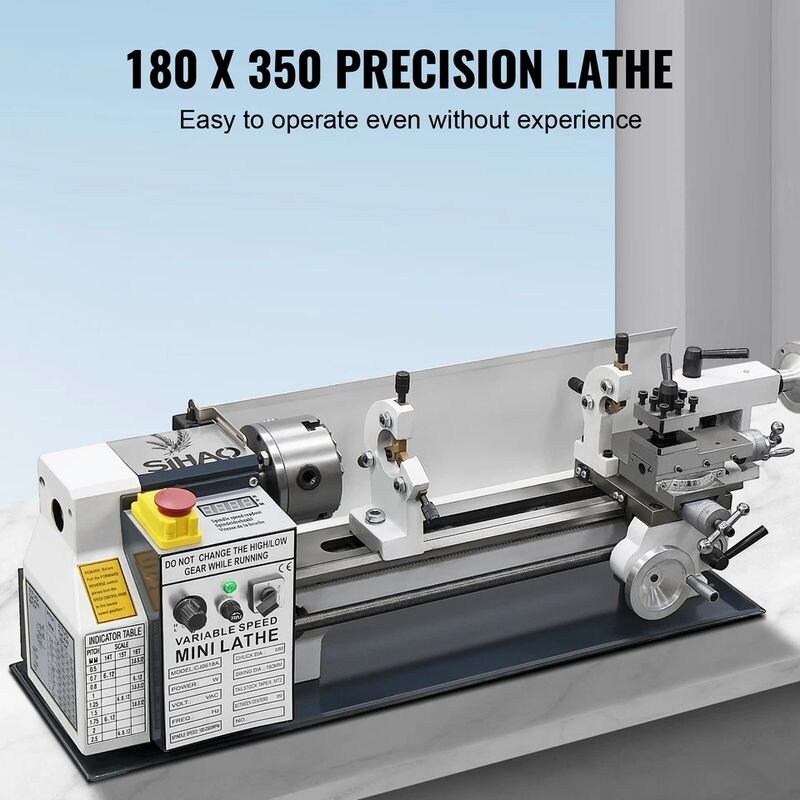 180x350mm Mini-Drehmaschine Tischdrehbank Metalldrehmaschine 750W Drehbank