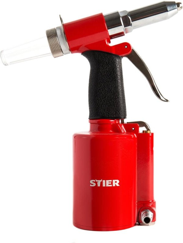 Blindnietpistole SBN-1 für Nietgrößen von 2,4 - 4,8mm, inkl Mundstücke, Druckluft Nietpistole, niedriger Luftverbrauch, ...