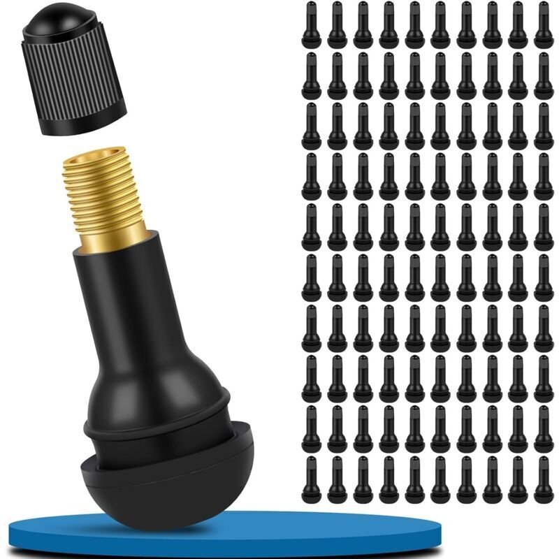 100 Stück TR413 Autoreifenventile, universelle schlauchlose Ventile, 11,3 mm Felgenloch, bis zu 4,5 bar, Gummiventile fü...