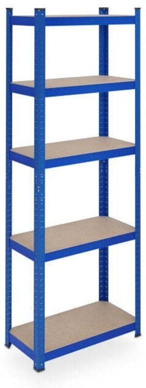 Blaue stabile regale mit 5 ebenen