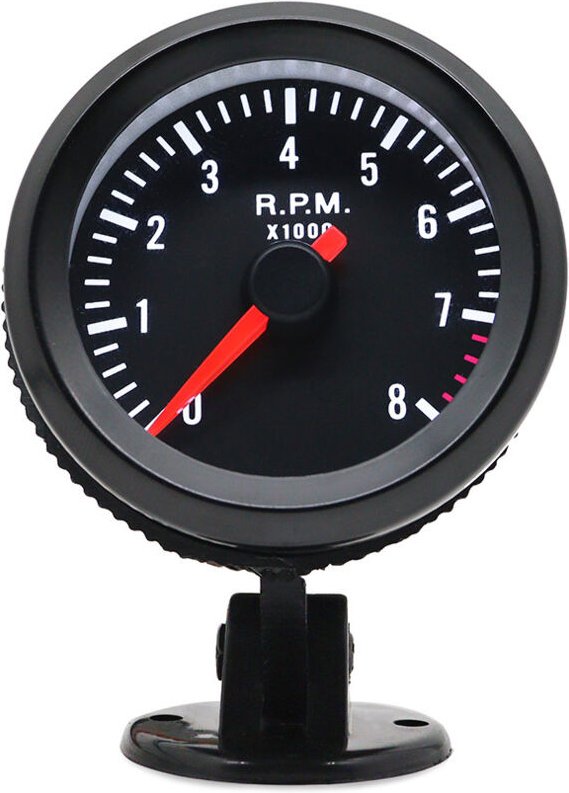 2-Zoll-52-mm-LED-Drehzahlmesser in Schwarzweiß für 1-8-Zylinder-Motoren, LED-Instrumentenanzeige