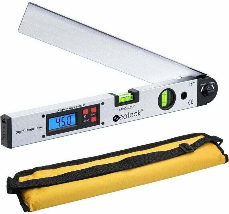 400 mm/16 Zoll Digitaler Goniometer - Horizontaler Winkelmesser mit hintergrundbeleuchtetem LCD (0-225°)