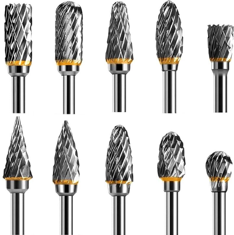 Doppelschneidiger Rotationsschneider-Satz aus Wolframkarbidstahl für Rotationswerkzeuge, 10-teilig, 1/8 Zoll Schaft für ...