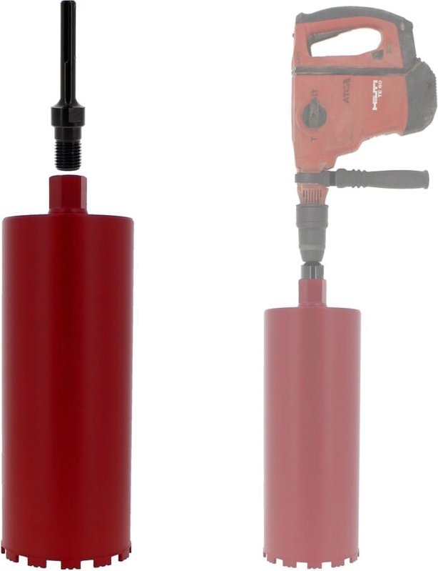 Diamantbohrkrone Ø 162 mm mit Adapter für Bohrmaschine und SDS-max-Bohrhammer