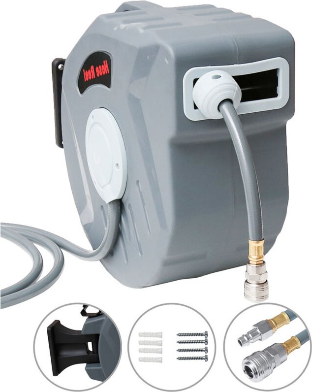 TolleTour 20+2m Druckluft Schlauchtrommel automatik Druckluft Schlauchaufroller 1/4" Zoll Anschluss Automatik Schlauchau...