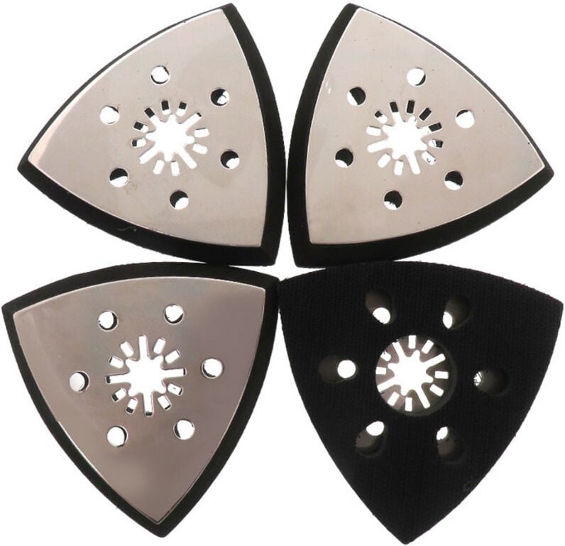 Set mit 4 dreieckigen Schleifpads mit 6 Löchern, 93 mm, dreieckiges Schleifpad-Zubehör für Holz, Hartkunststoffe, Metall...
