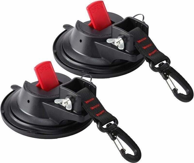 Set mit 2 starken Saugnapf-Autoankern mit Befestigungshaken für Auto-Seitenmarkisen, Boote, Camping, Planen, Zelte, Gepä...