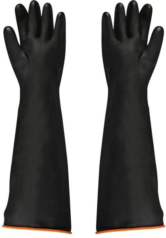 Schwarze Latexhandschuhe, 1 Paar, 55cm, Säure-/Laugenbeständig, Arbeitsschutz, Arbeitshandschuhe