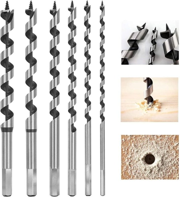 Vtizikl Mèche à Bois Hélicoïdal, 6 PCS Hexagonal Foret À Mèche à Bois Set , D'outils avec Diamètre 6mm,8mm,10mm,12mm,14m...
