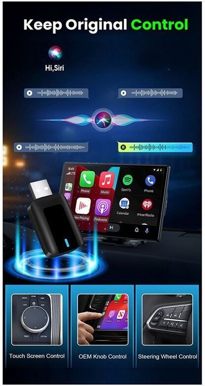 CarPlay Android Auto Car , Kabelgebunden und Kabellos, für Carplay, USB-Dongle, Autosystemadapter, Kabellose -TV-Box