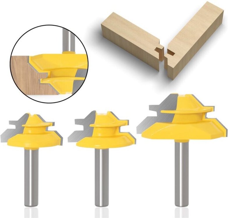 3 Stück 45°-Nutfräser (8 mm Schaft) – Gehrungsverriegelungs-Fräswerkzeug