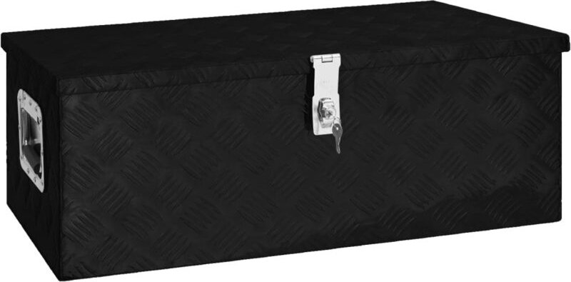 Prolenta Premium Aufbewahrungsbox Schwarz 80x39x30 cm Aluminium