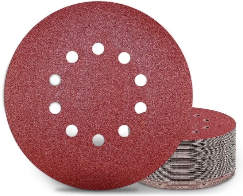 225-mm-Schleifscheiben, 25 Stück P80-Körnung, 10-Loch-Rundschleifpads, für Langhalsschleifer, Trockenbauschleifer und Gi...