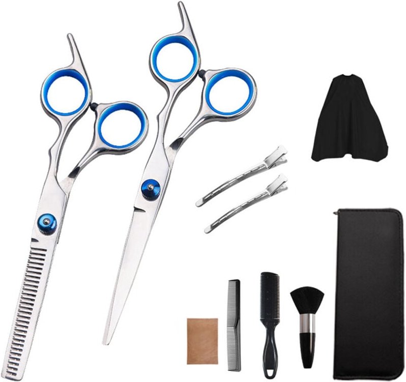 Thumbnail - Haarschere Friseurschere Set, 6 Zoll Professionelle Haarschneideschere, Premium Scharfe Effilierschere mit Friseurumhang...