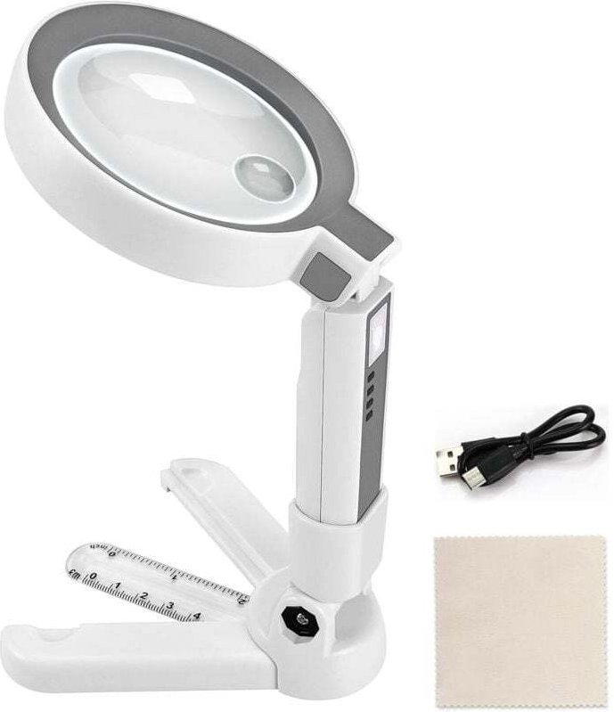 Leselupe, 5x/11x LED-Lupe, beleuchtete Lupe mit Ständer, 18-LED-Lupe mit Ständer, Schmuck, Senioren, Sehbehinderte, Beob...