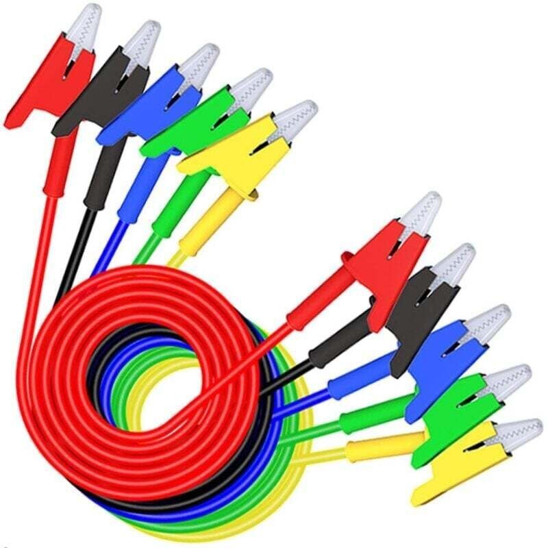 Doppelseitige Krokodilklemmen-Prüfleitung, 5 Stück, flexibler Kupferdraht für elektrische Prüfungen, 1 m