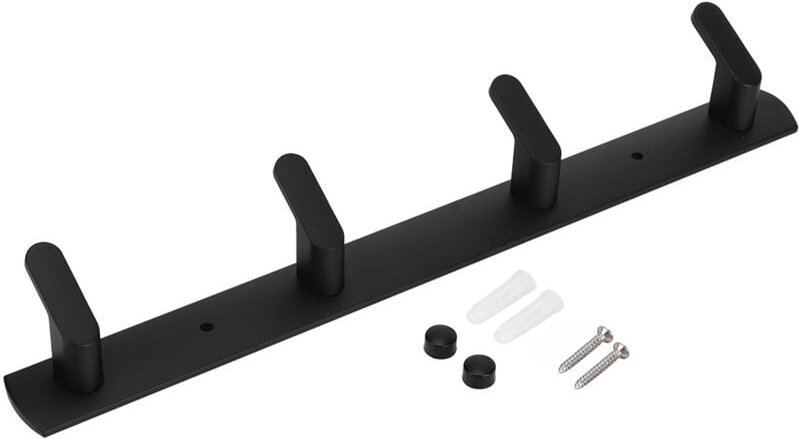 Wandhaken aus Edelstahl für Badezimmer und Küche, wandmontierter Kleiderständer mit 4 Haken (Schwarz)