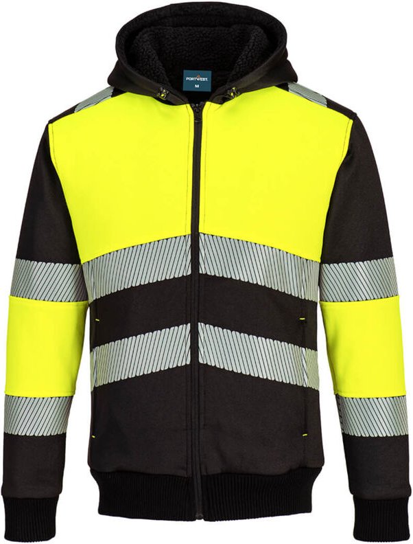 Kapuzensweatshirt Dhiver Zippé Pw3 Klasse 1 - 4XL - Gelb/Schwarz - Portwest