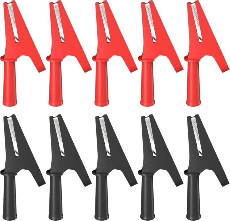 Dolaso - 10 Stück vollisolierte Schutz-Krokodilklemmen, 30 a, sichere Krokodilklemmen mit 4-mm-Bananenstecker für die el...