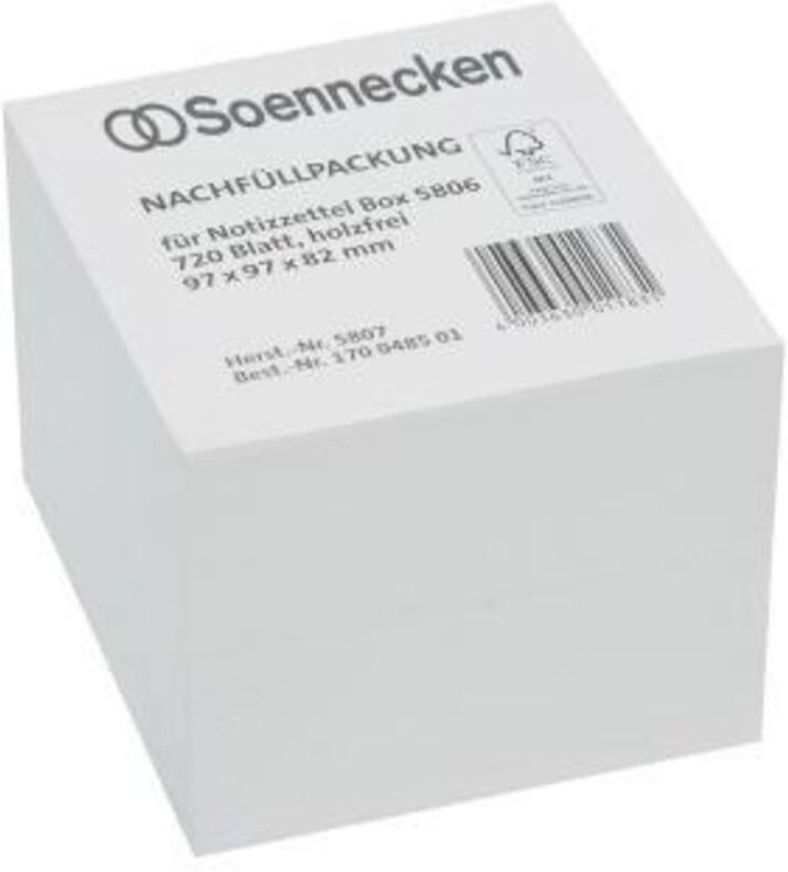 Soennecken - Zettelboxeinlage 9,7 x 9,7 cm (b x h) 80g/m² holzfrei weiß 720 Bl.