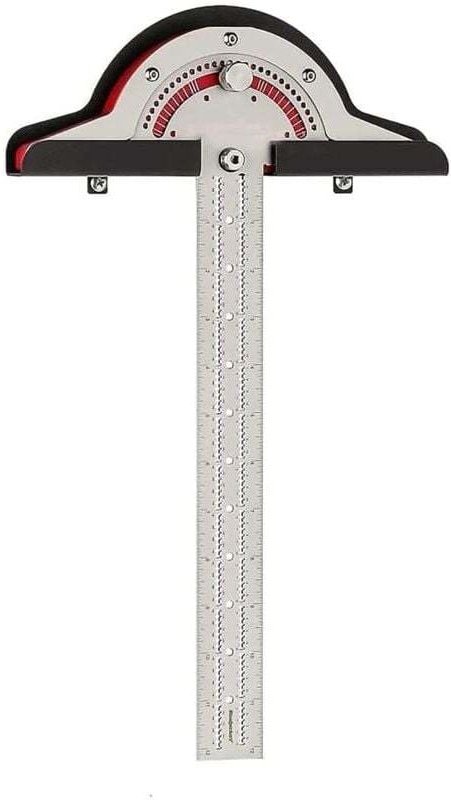 Winkelmesser mit rundem Kopf, 10-Zoll-Kantenlineal für Holzbearbeitung, Winkelmesser-Finderlineal aus Edelstahl, Winkelm...