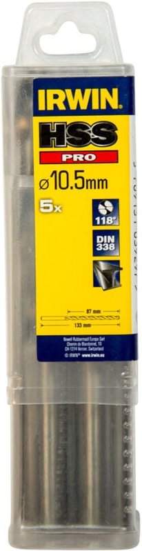Metallbohrer hss 10,5x133x87mm 5 Stk - Irwin