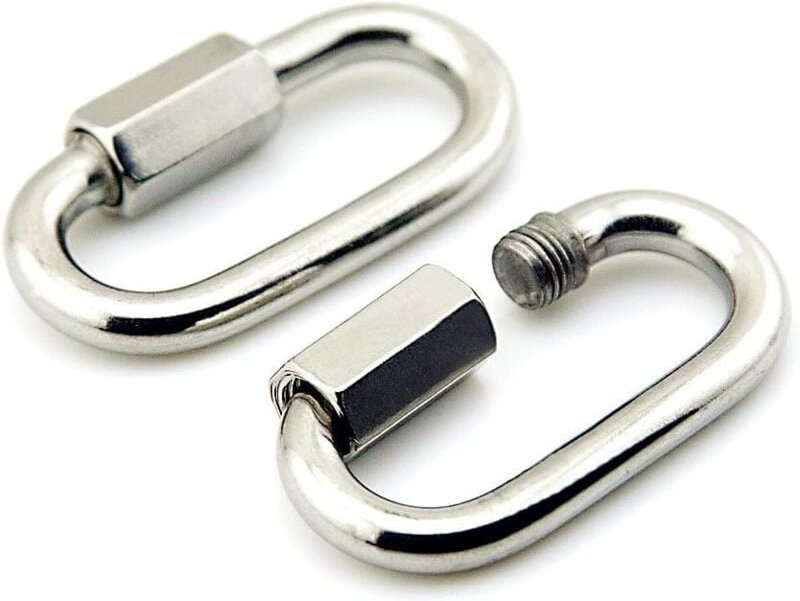 2er-Pack M8 Edelstahl D-förmige Schnellverschluss-Karabiner-Schlüsselanhänger-Schnalle