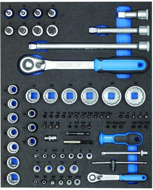 Ts CT2-D19-D20 Steckschlüssel-Sortiment 1/4'+1/2' in 2/4 Check-Tool-Modul