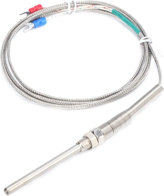 Temperaturfühler Typ K (Thermoelement), 5 x 70 mm Edelstahlsonde, M8-Gewinde