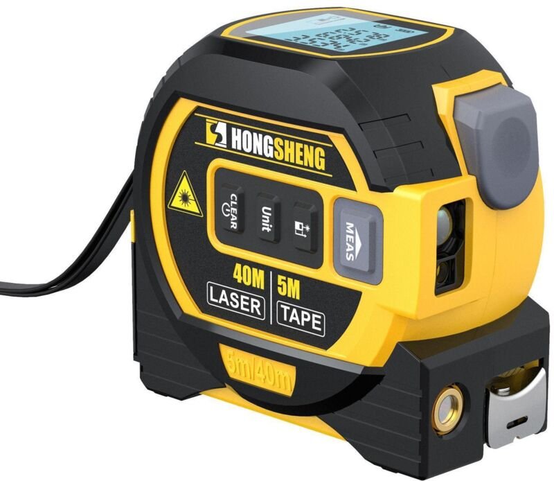 Ineasicer - Stück digitales Maßband, 40 m Laser-Entfernungsmesser und 5 m Maßband, digitale Echtzeitanzeigeeinheiten in ...