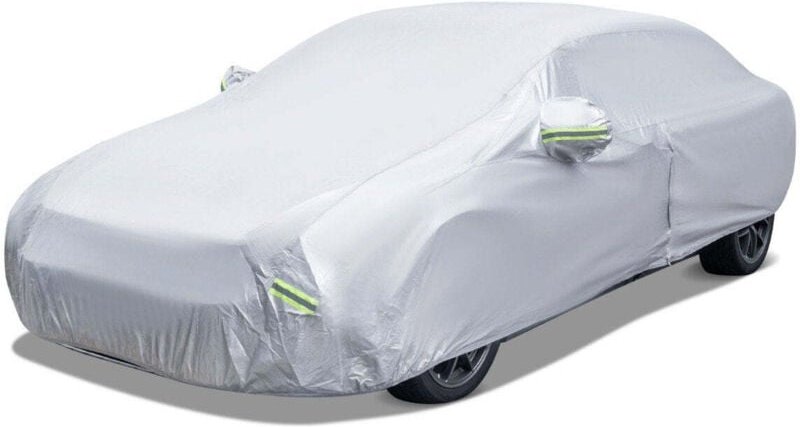 Auto abdeckplane mit reiverschluss tasche wetterfeste autoabdeckung 455 x 165 x 115 cm silber