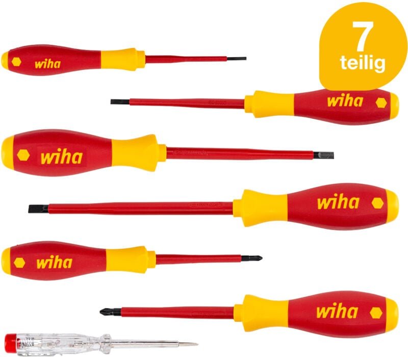 Schraubendreher Set SoftFinish® electric Schlitz i Phillips i 7-teilig - Elektriker-Werkzeug i isolierte VDE-Schraubenzi...