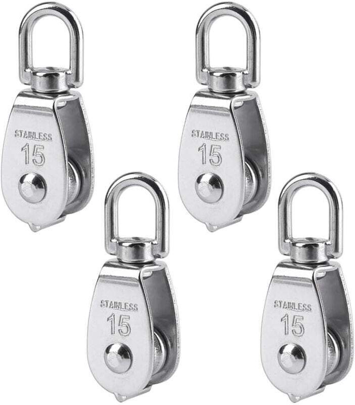 Stück 15-mm-Einzelrollen aus Edelstahl, Heberollen, Tragkraft 35 kg – Silber