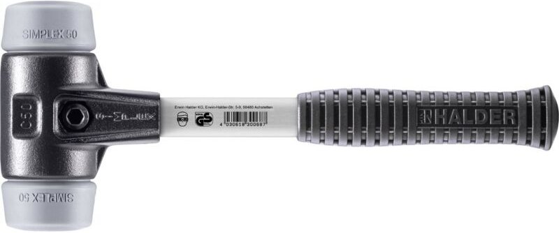 SIMPLEX-Schonhammer, TPE-mid mit verstärktem Tempergussgehäuse und Fiberglasstiel D=50 mm 3703.050