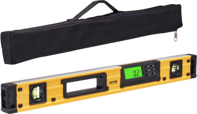 Digitaler Neigungssensor Aluminium Wasserwaage mit LCD-Bildschirm 600mm Länge 3 Libellen Messbereich von 0-360°(4x90°) 0...